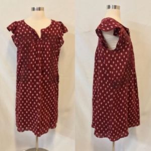 NWT Boho Embroidered Burgundy Flutter Shirt Dress